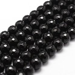 Black Onyx Brins de perles d'onyx noir naturel, Grade a, facette, ronde, 10mm, Trou: 1mm, Environ 37 pcs/chapelet, 14.9 pouces ~ 15.1 pouces