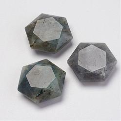 Labradorite Pendentifs labradorite naturelle, hexagone, 28~29x25x9~10mm, Trou: 1.5mm