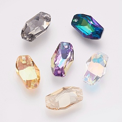 Mixed Color K9 Glass Rhinestone Pendants, Imitation Austrian Crystal, Faceted, Rectangle, Mixed Color, 17.5~18x10~11x6mm, Hole: 1.6mm
