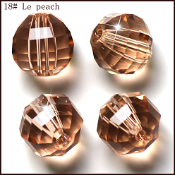 Персиковый Слойка Имитация Австрийские кристаллические шарики, класс AAA, граненые, круглые, розовые, 6 мм, отверстие : 0.7~0.9 мм