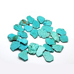 Howlite Nuggets Natural Magnesite Beads Strands, Dyed & Heated, 22~36x38~59x5~8mm, Hole: 1mm, 16.5 inch, about 3strands/kg