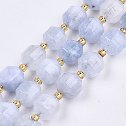 Azur Brins de perles de dolomite naturelles, facette, teint, ronde, azur, 10.5x9.5mm, Trou: 1.2mm, Environ 31 pcs/chapelet, 15.04 pouces~15.35 pouces (38.2cm~39cm)
