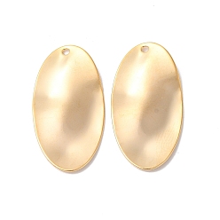 Real 18K Gold Plated Brass Pendants, Oval Charm, Real 18K Gold Plated, 29.5x15.5x1.5mm, Hole: 1.4mm
