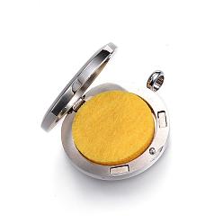 Gold 304 Stainless Steel Diffuser Locket Pendants, with Perfume Pad and Magnetic Clasps, Flat Round with Heart, Gold, 36.5~37x30x6.5~7mm, Hole: 5mm