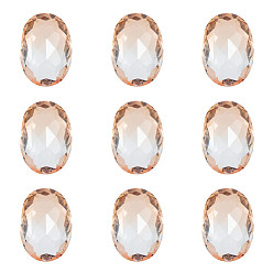 Light Peach Pointed Back Glass Rhinestone Cabochons, Imitation Tourmaline, Faceted, Oval, Light Peach, 14x10x6mm, 24pcs/box