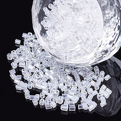 Clear Two Cut Glass Seed Beads, Transparent Colours Lustered, Round Hole, Hexagon, Clear, 1.5~2x2mm, Hole: 1mm, about 450g/bag