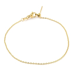 Oro 304 pulseras de cadenas tipo cable con textura ajustable de acero inoxidable para mujer, dorado, 21.4x0.2 cm