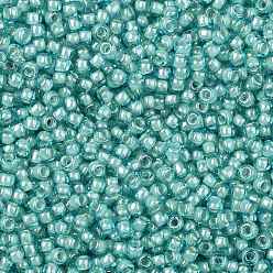 (954) Inside Color Aqua/Light Jonquil Lined Toho perles de rocaille rondes, perles de rocaille japonais, (954) intérieur couleur aqua / light jonquil doublé, 11/0, 2.2mm, Trou: 0.8mm, environ5555 pcs / 50 g