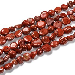 Красный Камень Бусы из натуральной красной яшмы, упавший камень, 5~8.5x5.5~7x3.5~4 мм, отверстие : 0.7 мм, около 64 шт / нитка, 16.34'' (41.5 см)