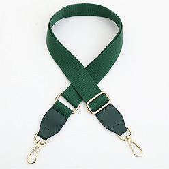 Vert Foncé Large bandoulière réglable en coton de couleur unie, avec fermoir pivotant, pour les accessoires de remplacement de sac, or et de lumière, vert foncé, 88~145.5x3.7 cm