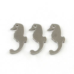 Stainless Steel Color SeaHorse Smooth Surface 201 Stainless Steel Stamping Blank Tag Pendants, Stainless Steel Color, 15x7x1mm, Hole: 1mm