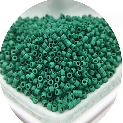 Green Cylinder Seed Beads, Frosted Colors, Uniform Size, Green, 2x1.3~1.5mm, Hole: 0.8~1mm, about 40000pcs/bag, 450g/bag