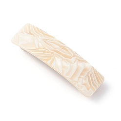Jaune Clair Barrette à cheveux en acétate de cellulose (résine), avec les accessoires en fer de platine, rectangle, jaune clair, 84.5x24x14mm