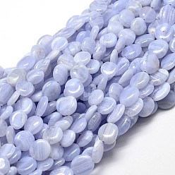 Blue Lace Agate Natural Blue Lace Agate Gemstone Nuggets Bead Strands, Tumbled Stone, 9~12x8~13x5~7mm, Hole: 1mm, about 15.3 inch~15.7 inch