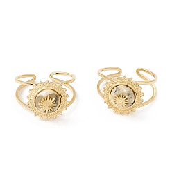 Feldspar Natural Feldspar Sun Open Cuff Ring, Gold Plated 304 Stainless Steel Jewelry for Women, US Size 8 1/2(18.5mm)