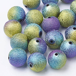 Colorful Spray Painted Acrylic Beads, Round, Colorful, 18mm, Hole: 2mm, about 150pcs/500g