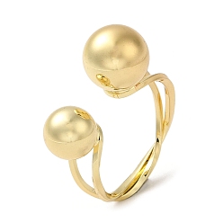Real 18K Gold Plated Brass Open Cuff Rings, Ball Rings for Women, Real 18K Gold Plated, 2.5~6mm, Inner Diameter: 18mm