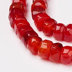 Rouge Orange Pierre gemme agate naturelle, facette, rondelle, teint, rouge-orange, 15.5x15x9mm, Trou: 1.5mm, 42 pcs / chapelet, 15.6 pouce (39.5 cm)
