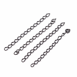 Electrophoresis Black 304 Stainless Steel Chain Extender, Dapped Curb Chain, Electrophoresis Black, 45~52mm, Link: 4.5x2.5x0.5mm