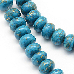 Medium Turquoise Dyed Synthetic Turquoise Rondelle Bead Strands, Medium Turquoise, 10x6mm, Hole: 1mm, about 58pcs/strand, 15.4 inch~16.5 inch
