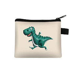 Teal Polyester Wallets with Zipper, Change Purse, Clutch Bag for Women, Rectangle with Dinosaor, Teal, 22x13.5cm