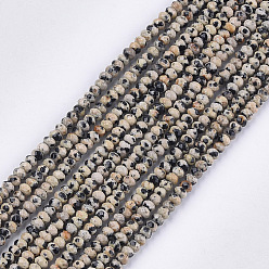 Jaspe Dalmate Naturelles dalmate jaspe perles brins, facette, rondelle, 3.5~4x2.5~3mm, Trou: 1mm, Environ 120~122 pcs/chapelet, 14.7~15.1 pouce