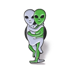 Зеленый Двойная инопланетная эмалированная булавка, значок из креативного сплава для рюкзака, электрофорез черный, зелёные, 26.5x11x1.5 мм, штифты : 1.3 мм