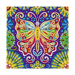 Butterfly DIY Luminous Diamond Painting Kits, including Canvas, Resin Rhinestones, Diamond Sticky Pen, Tray Plate and Glue Clay, Square, Butterfly Pattern, 300x300mm