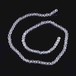 Clear AB Electroplate Glass Beads Strands, AB Color Plated, Faceted(32 Facets), Round, Clear AB, 4mm, Hole: 0.5mm, about 100pcs/strand, 14.2 inch