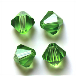 Зеленый лайм Имитация Австрийские кристаллические шарики, класс AAA, граненые, двухконусные, зеленый лайм, 8x8 мм, отверстие : 0.9~1 мм
