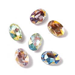 Color mezclado Cabujones de diamantes de imitación de cristal, puntiagudo espalda y dorso plateado, oval, color mezclado, 14x10x5.5 mm