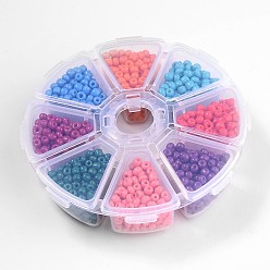 Color mezclado 6/0 cuentas de semillas de vidrio pintado con aerosol, color mezclado, 4 mm, agujero: 1 mm, sobre 1900 unidades / caja