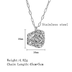 Stainless Steel Color 304 Stainless Steel Pendant Necklaces, Eye, Stainless Steel Color, 17.72 inch(45cm)