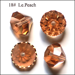 Персиковый Слойка Имитация Австрийские кристаллические шарики, класс AAA, граненые, алмаз, розовые, 9.5~10x7~8 мм, отверстие : 0.9~1 мм