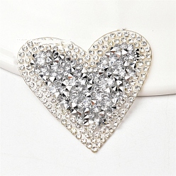 Crystal Heart Shape Hotfix Rhinestone, Rhinestone Appliques, for Costume, Hat, Bag, Crystal, 48x45mm