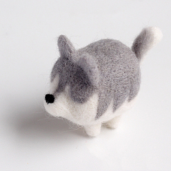 Light Grey Animal Dog Shape Needle Felting Starter Kit, with Wool Felt and Punch Needles, Needle Felting Kit for Beginners Arts, Light Grey, 170x120x30mm