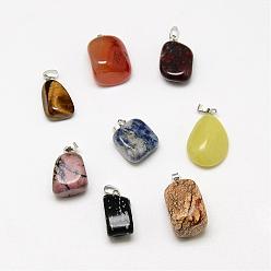 Mixed Stone Natural & Synthetic Mixed Stone Pendants, Mixed Shaped, 18~25x9~16x6~15mm, Hole: 5x2mm