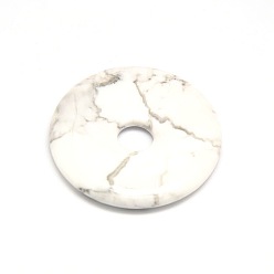 Howlite Pendentif en pierre naturelle avec disque en beigne / pi, howlite, largeur de l'anneau: 16 mm, 40x5.5mm, Trou: 8mm