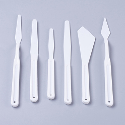 White 6Pcs Plastic Carving Knifes, White, 16.2x3.2x0.95cm, 17.1x1.4x0.85cm, 19x1.3x0.85cm, 17.6x1.35x0.95cm, 14.8x1.3x0.9cm, 18.6x1.8x0.9cm, 6pcs/set