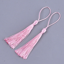Pearl Pink Polyester Tassel Big Pendant Decorations, Pearl Pink, 80~90x6~7mm