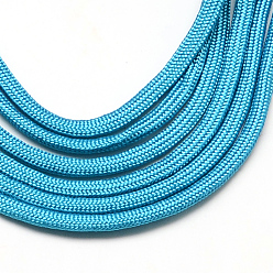 Bleu Ciel Foncé 7 âmes intérieures cordes en polyester et spandex, couleur unie, pour la fabrication de bracelets en corde, bleu profond du ciel, 4~5mm, environ 109.36 yards (100m)/paquet, 420~500g / bundle