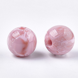 Misty Rose Resin Beads, Imitation Gemstone, Round, Misty Rose, 19.5~20mm, Hole: 2~2.5mm