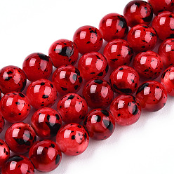 Brique Rouge Brins de perles de coquille d'eau douce naturelles teintes de style drawbench, de couleur plaquée ab , teint, ronde, firebrick, 5mm, Trou: 0.6mm, Environ 72~81 pcs/chapelet, 14.25~15.35 pouce (36.2~39 cm)