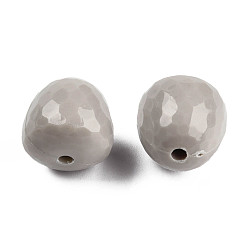 Dark Gray Opaque Acrylic Beads, Faceted, Teardrop, Dark Gray, 15x14.5mm, Hole: 2mm, about 243pcs/500g