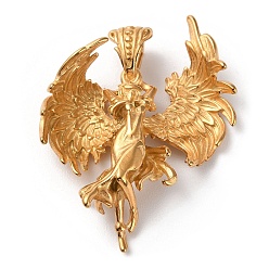 Oro Revestimiento iónico (ip) 304 colgantes de acero inoxidable, encanto de ángel, dorado, 47x36.5x13 mm, agujero: 6x4.5 mm