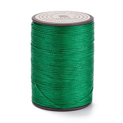 Vert Ficelle de fil de polyester ciré plat, cordon micro macramé, pour la couture de cuir, verte, 0.8~0.9x0.3mm, environ 109.36 yards (100m)/rouleau