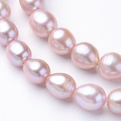 Plum Natural Cultured Freshwater Pearl Beads Strands, Oval, Plum, 7~8x7~8mm, Hole: 0.5mm, about 35~37pcs/strand, 13.98 inch(35.5cm)