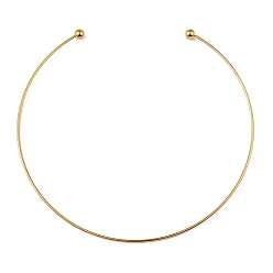 Golden 304 Stainless Steel Necklaces, Minimalism Rigid Necklace, with Removable Beads, Golden, Inner Diameter: 5-7/8 inch(15cm)