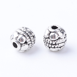 Antique Silver Tibetan Style Alloy Spacer Beads, Oval, Cadmium Free & Lead Free, Antique Silver, 5~5.5x6mm, Hole: 1mm, about 1920pcs/1000g
