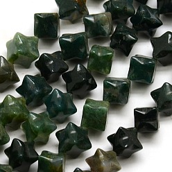 Moss Agate Nuggets Natural Moss Agate Beads Strands, 9x9x9mm, Hole: 1mm, about 34pcs/strand, 14.1 inch